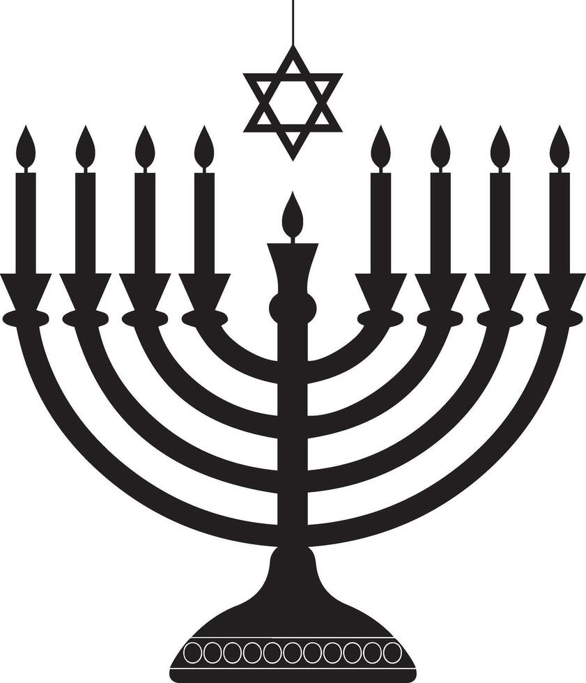 Hanukkah icon silhouette with white background vector