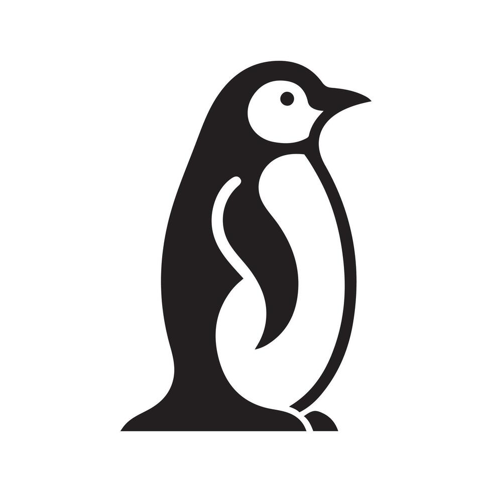 A penguin silhouette black and white vector