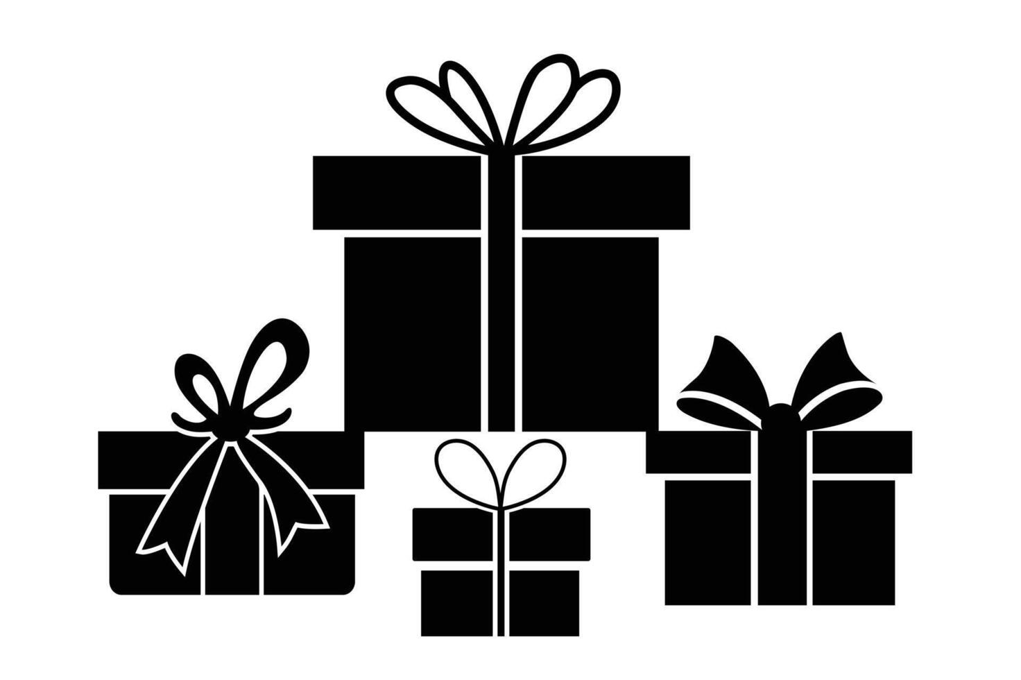 Gift box icons in Trendy Flat style. Gift boxes with ribbon icons Set. Gift box flat line silhouette set. vector