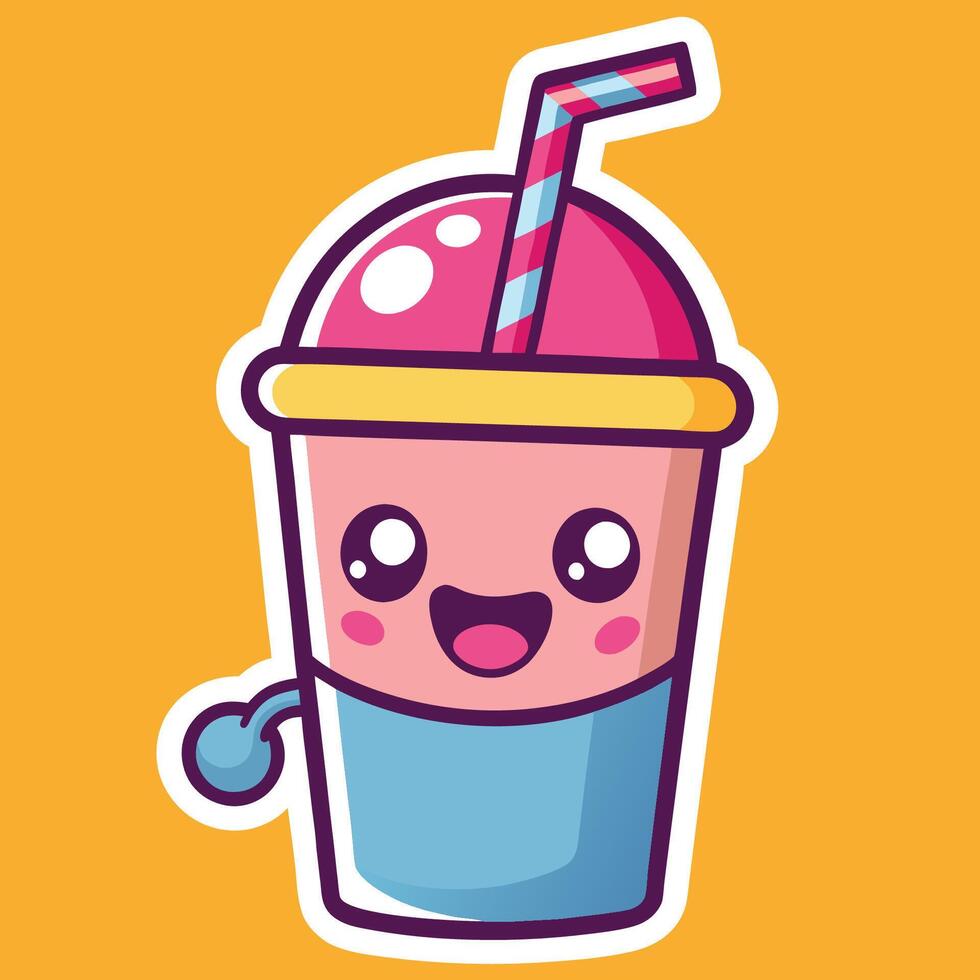 Hilarious Cartoon Smoothie Cup with a Straw and Silly Grin vector