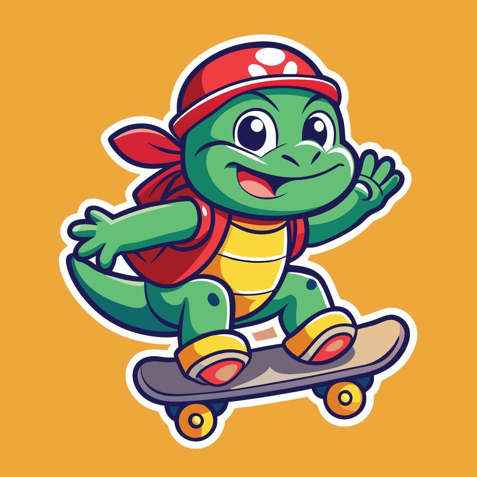 Cheerful Turtle on a Skateboard A Joyous Ride vector