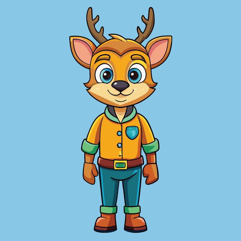 Adorable Cartoon Illustration of a Deer Anthropomorphic Male Character vector