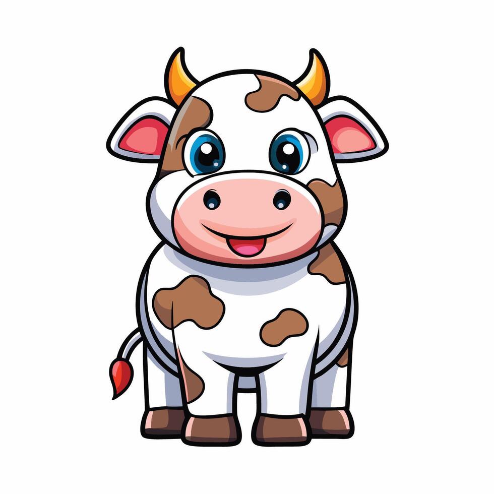 Adorable Cartoon Cow Adorned with Hamburger and Cheerful Expression vector