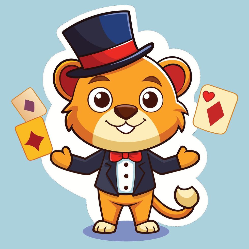 Playful Lion Cub Embracing the Masai Culture in a Cartoon Sticker vector
