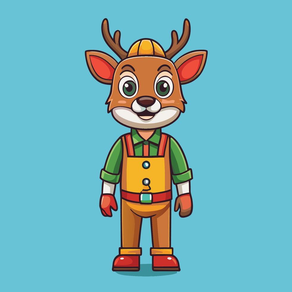 Cartoon Illustration of an Adorable Deer Man with a Sci-Fi Twist vector