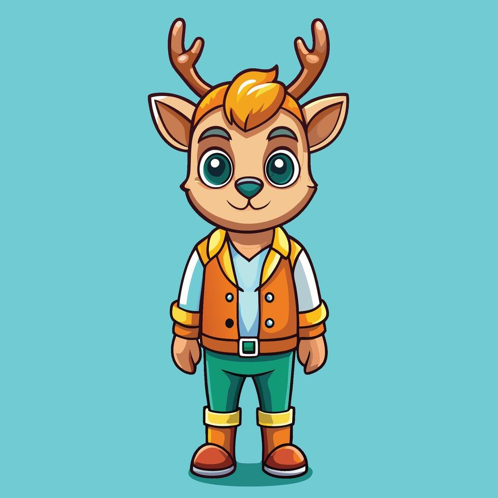 Adorable Cartoon Illustration of a Deer Man in a Scientific Setting vector