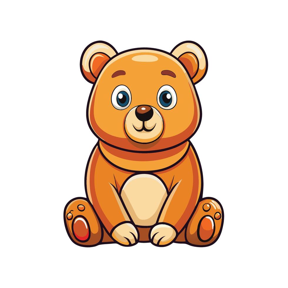 Adorable Cartoon Illustration of a Sitting Bear with a Cute Pose vector