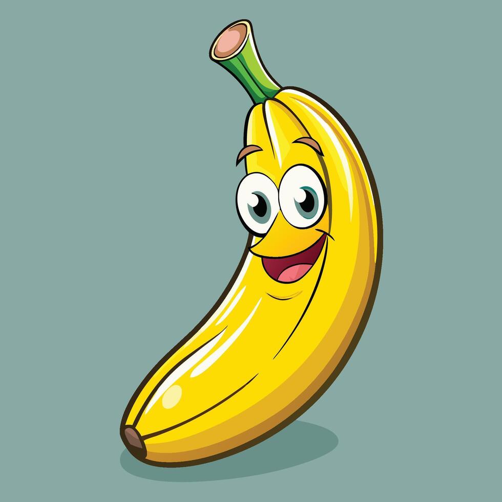 Cute and Amusing Cartoon Icon Illustration of a Ripe Banana Fruit vector