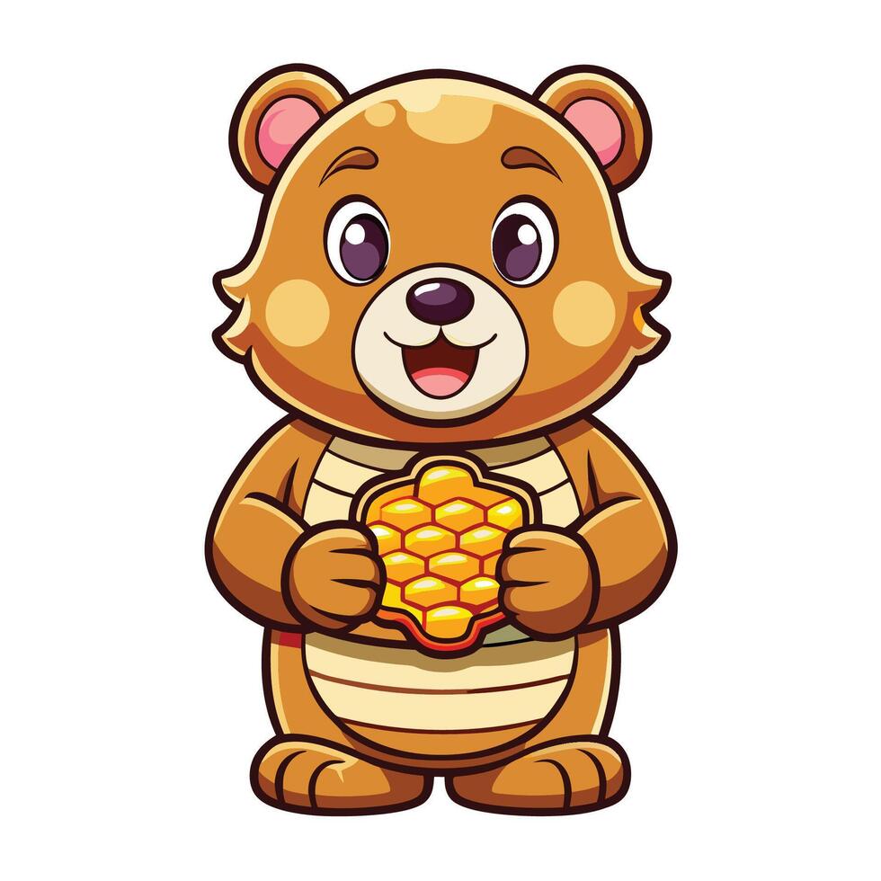 Adorable Cartoon Bear Carrying Honeycomb Graphic Design Element vector