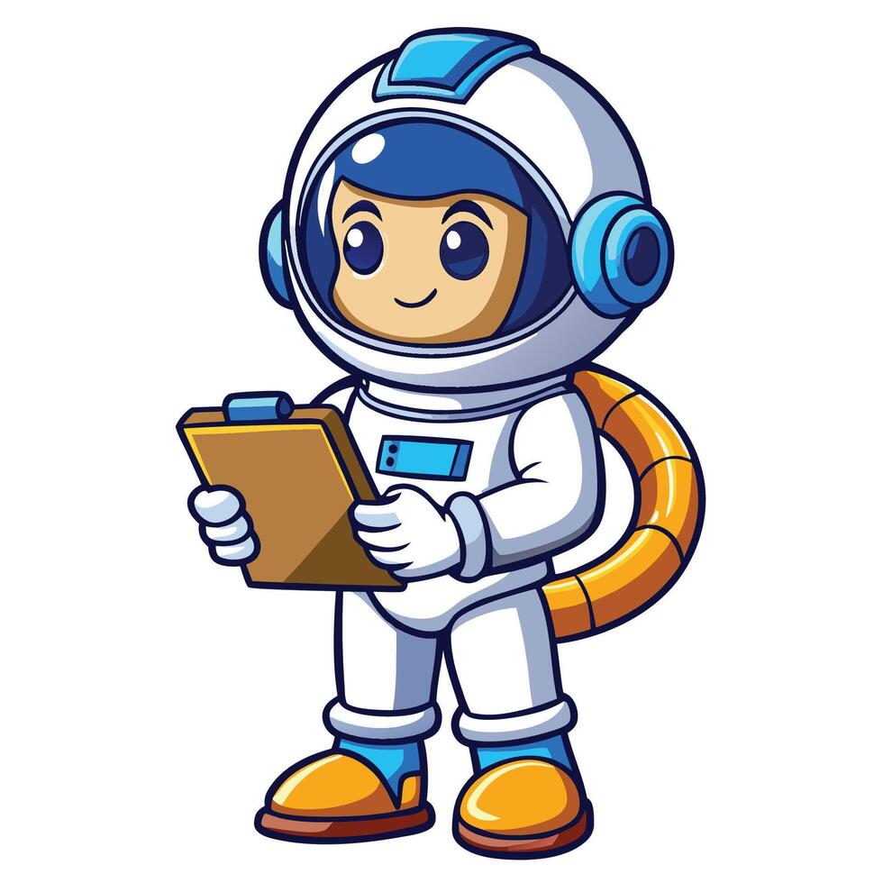 Adorable Astronaut Captain with Clipboard and Stars A Galactic Adventure vector