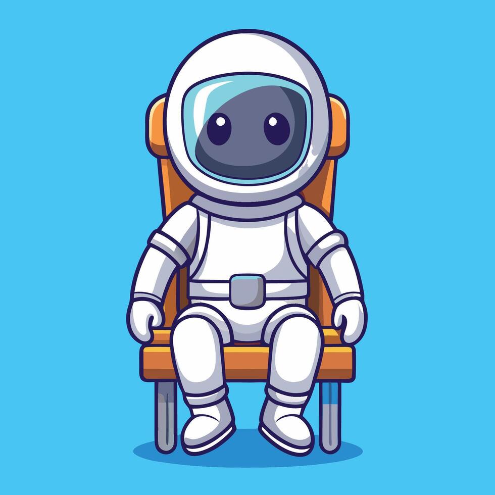 Adorable Cartoon Astronaut Resting Comfortably on a Chair vector