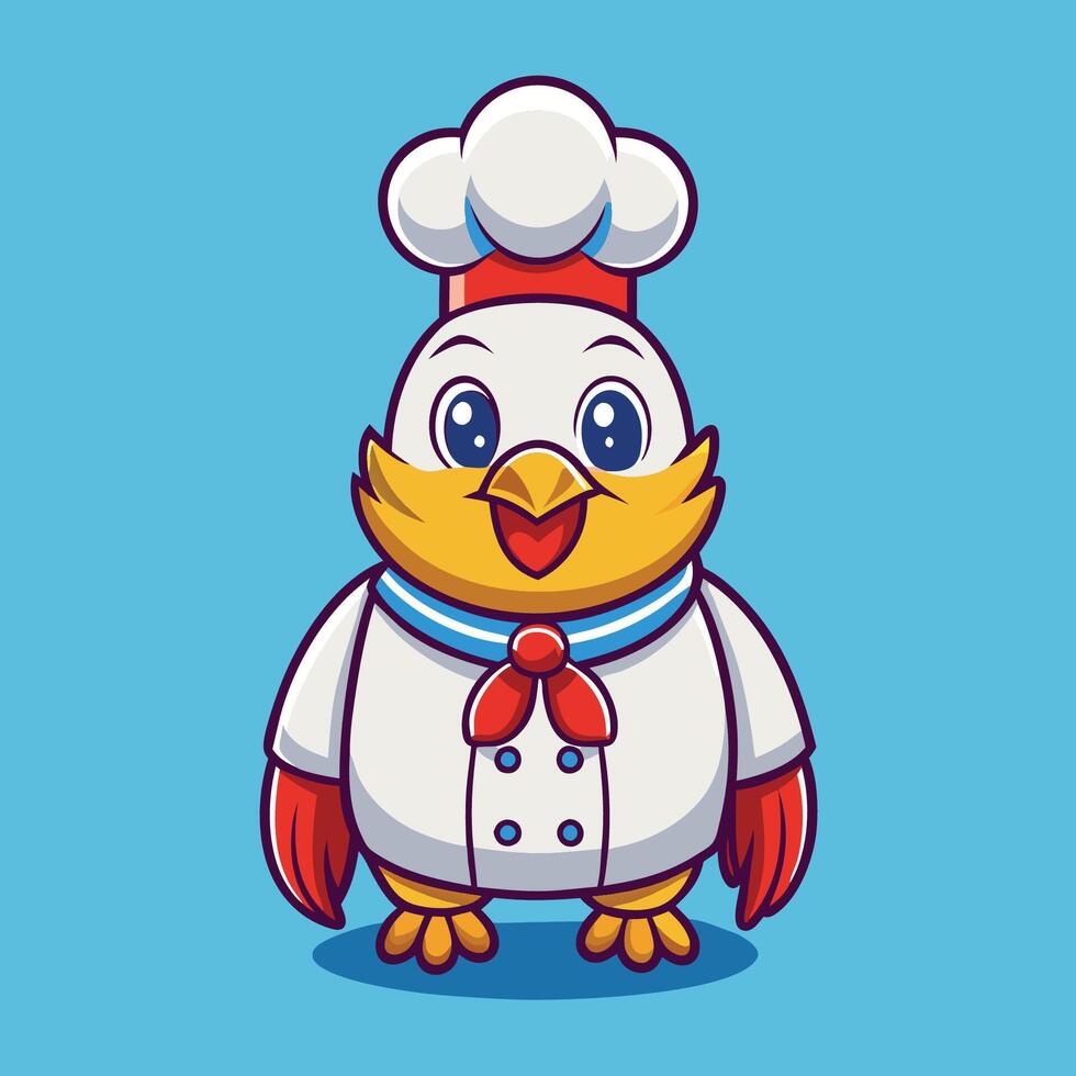 Adorable Cartoon Chicken Chef with a Kitchen Utensil vector