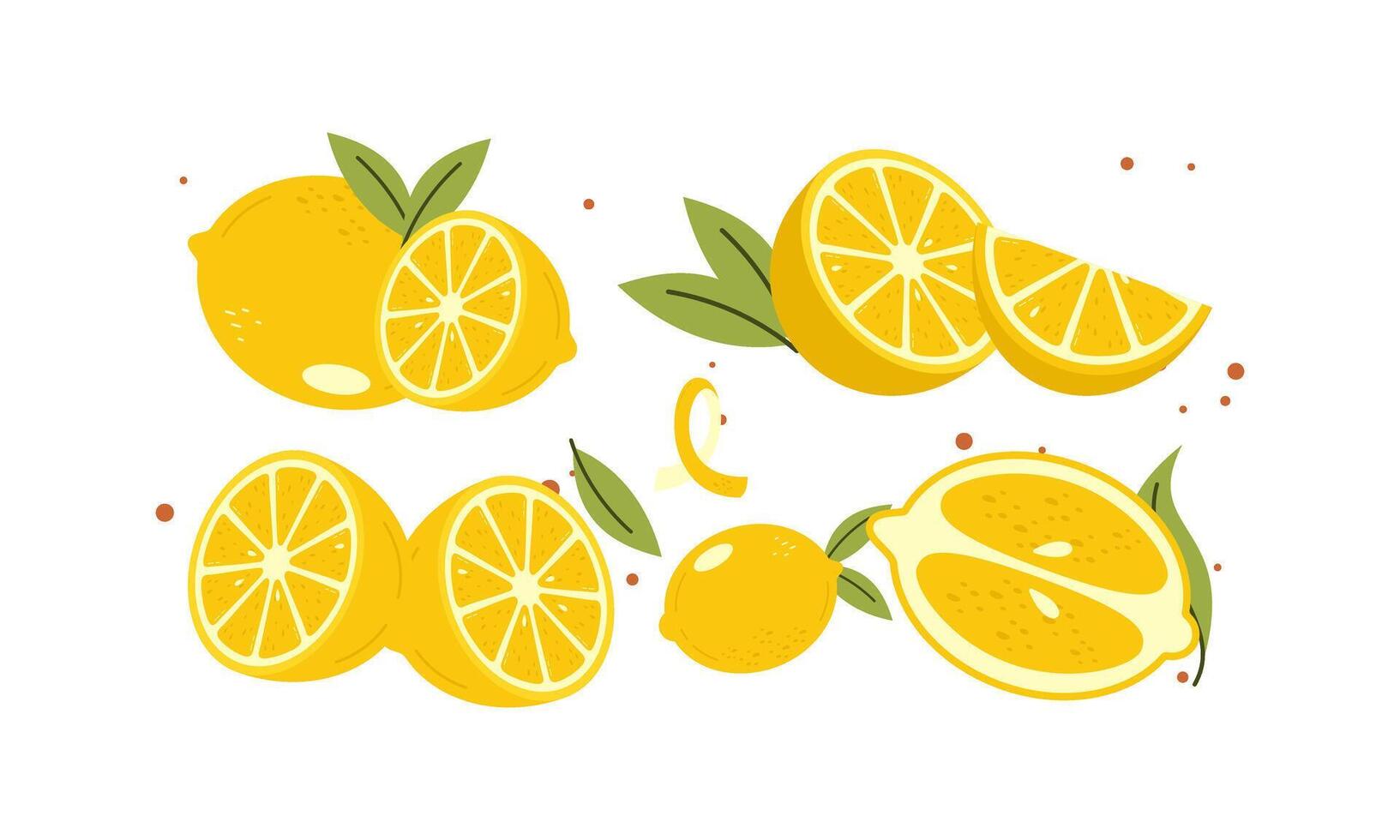 Collection of Cartoon Lemons Featuring Fresh and Sour Designs. vector