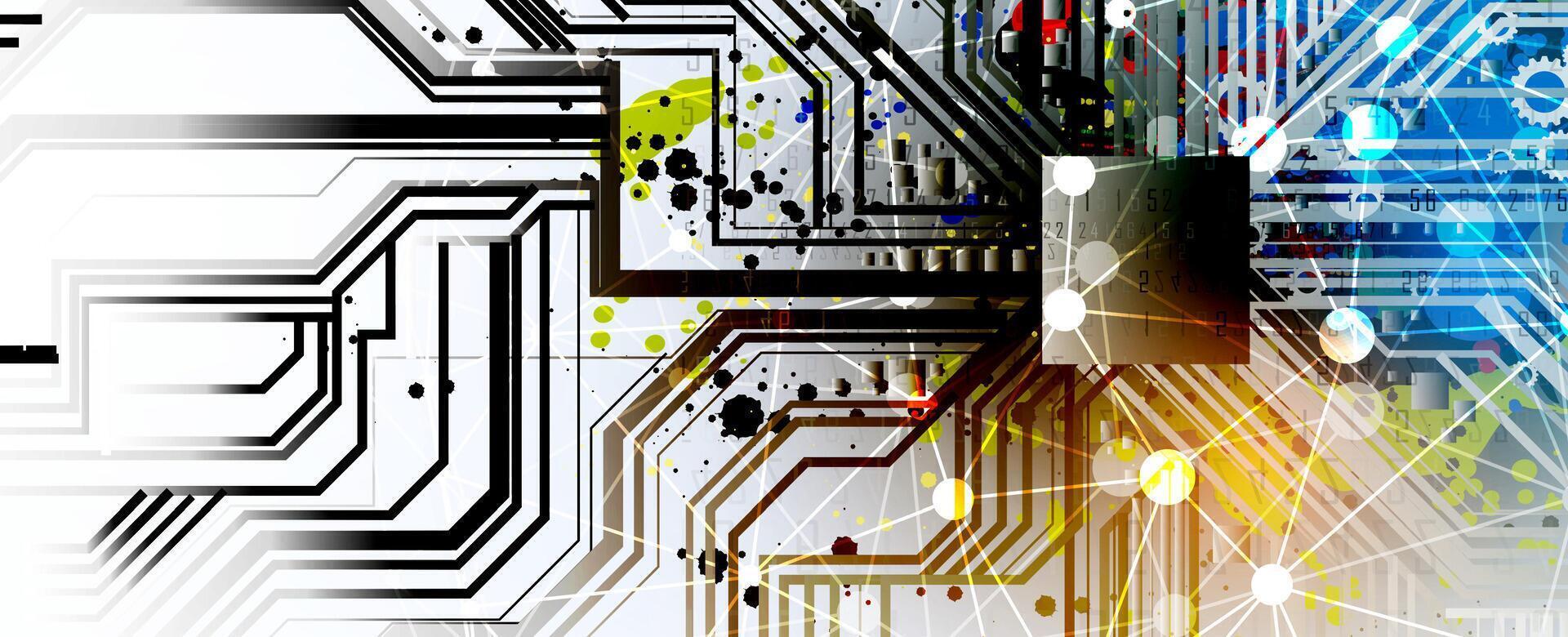 a computer circuit board with many different colors vector