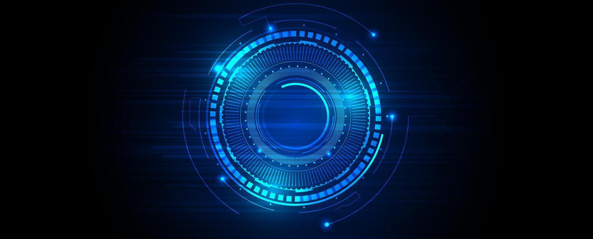 a futuristic blue circular design on a black background vector