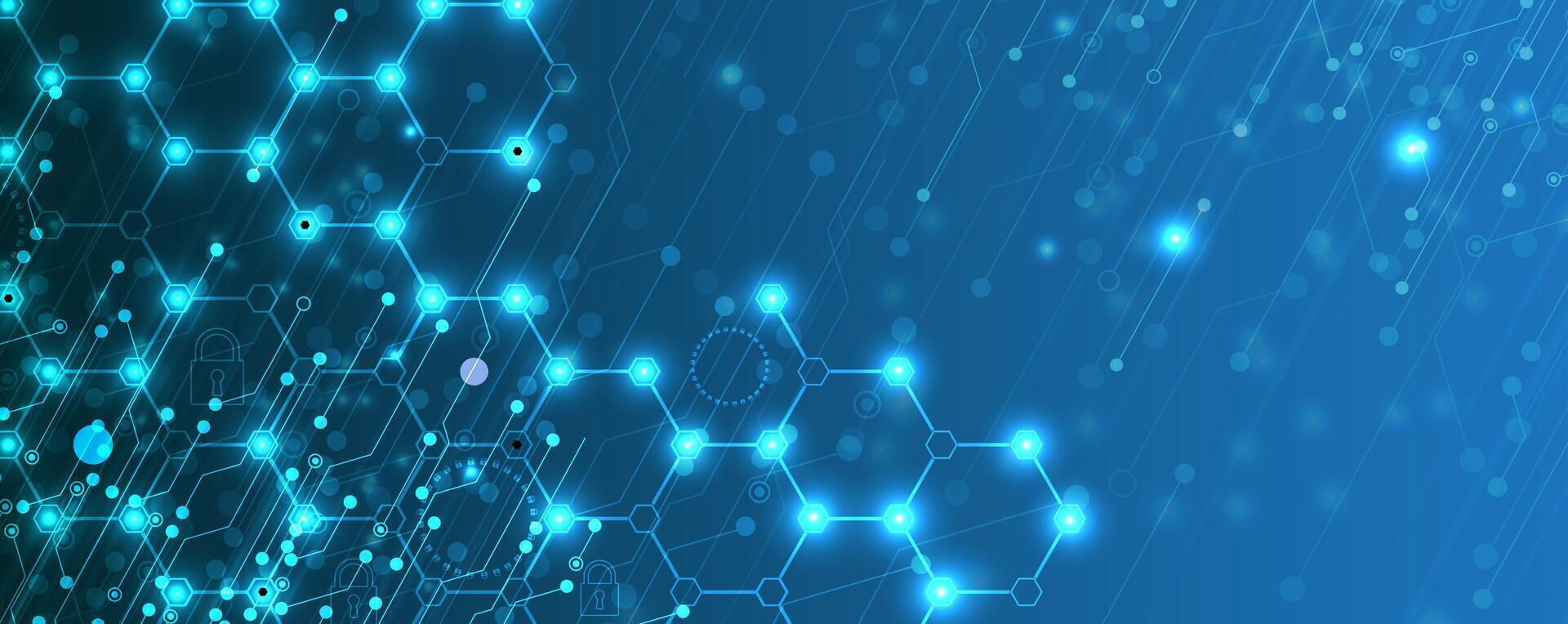 blue background with a lot of dots and lines vector