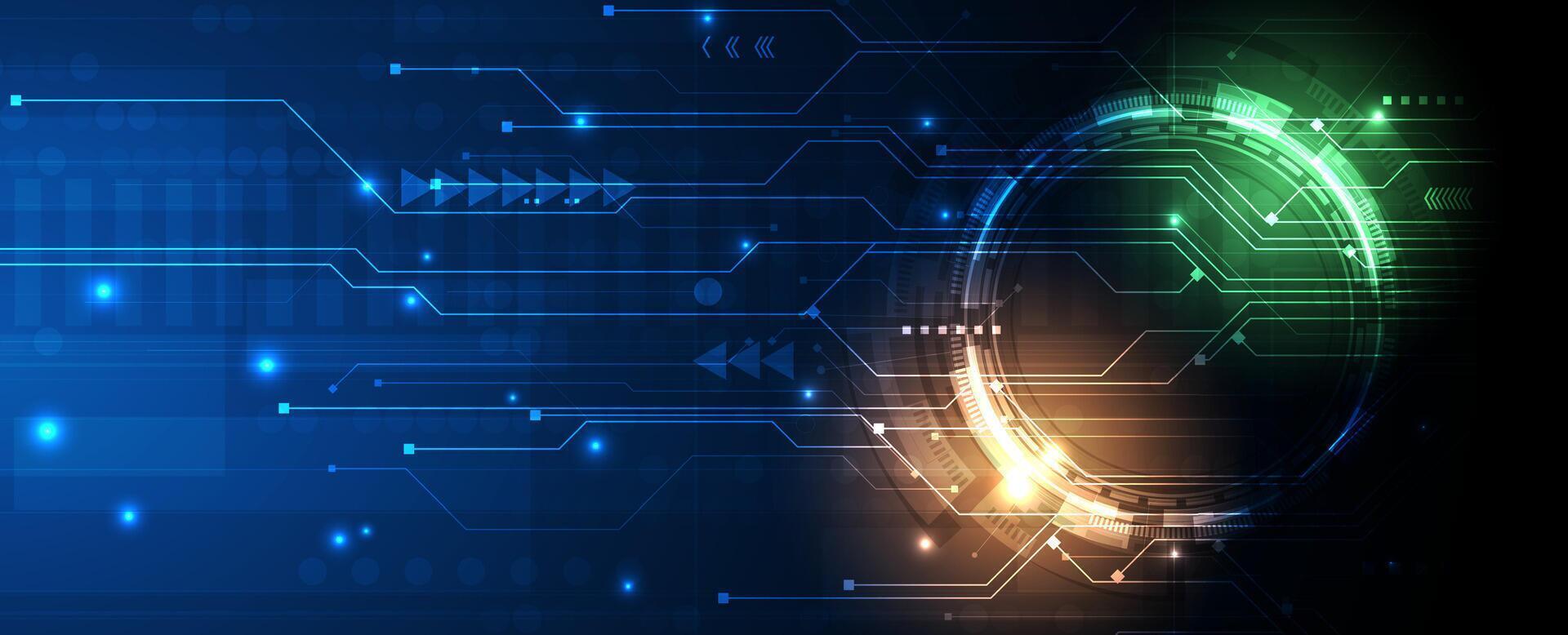 technology background with glowing circuit lines vector