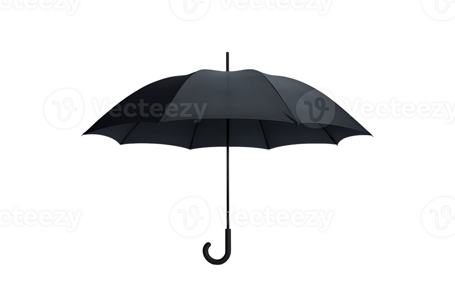 Preto guarda-chuva com uma curvado lidar com em transparente fundo png