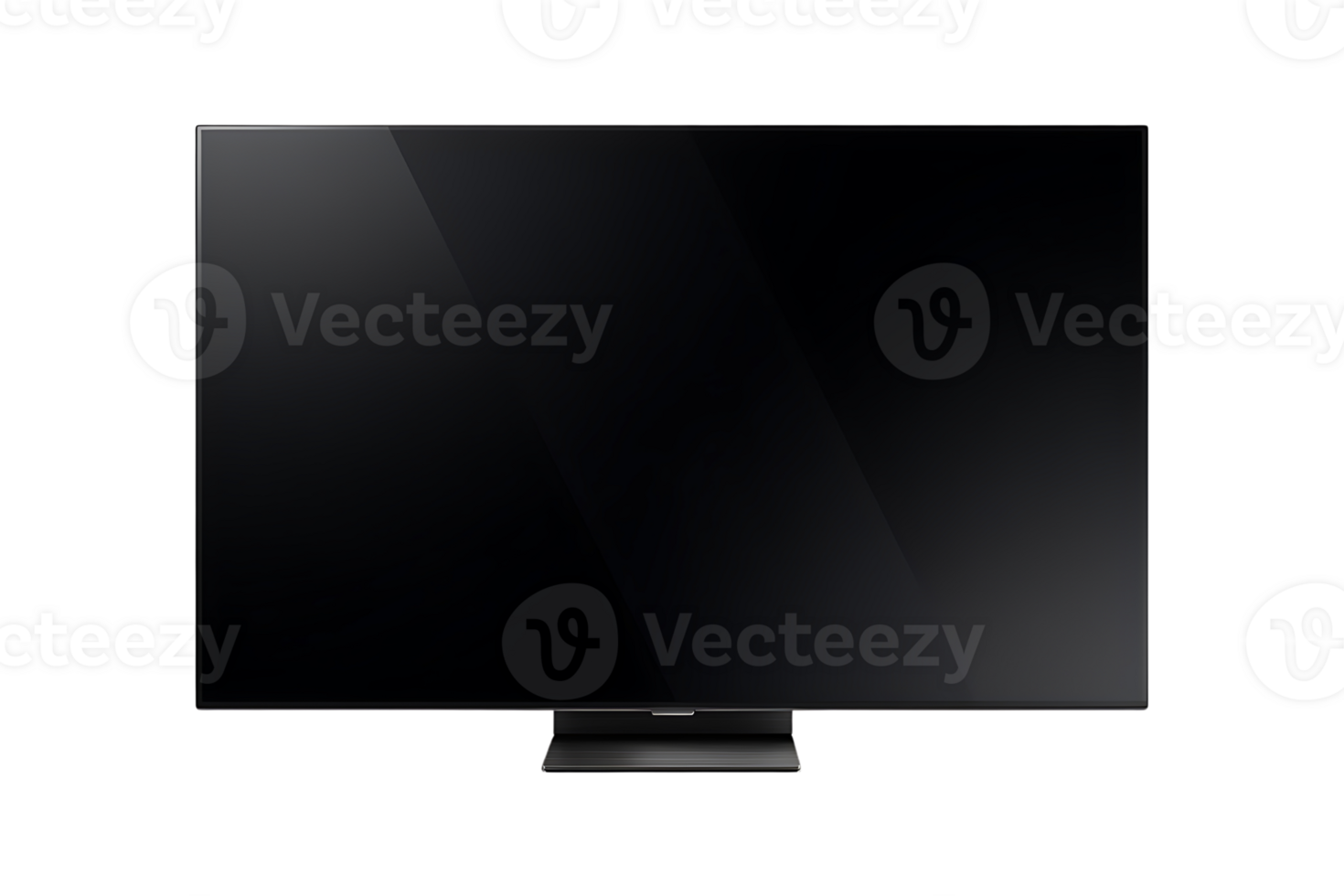 flat screen television with a black display and stand on transparent background png