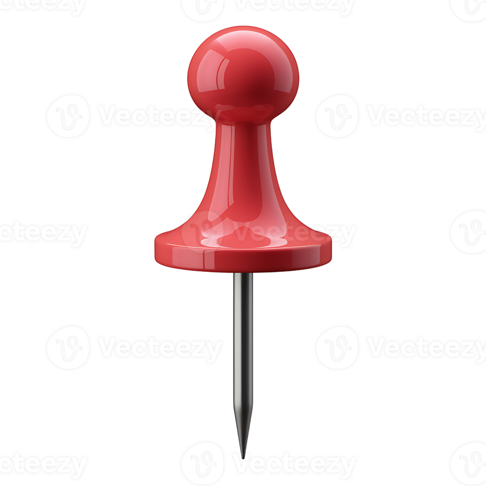 red push pin on transparent background png