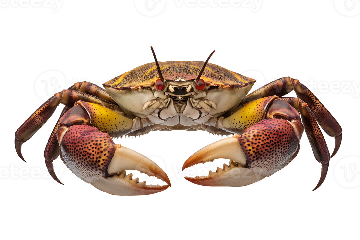 crab with prominent claws on transparent background png
