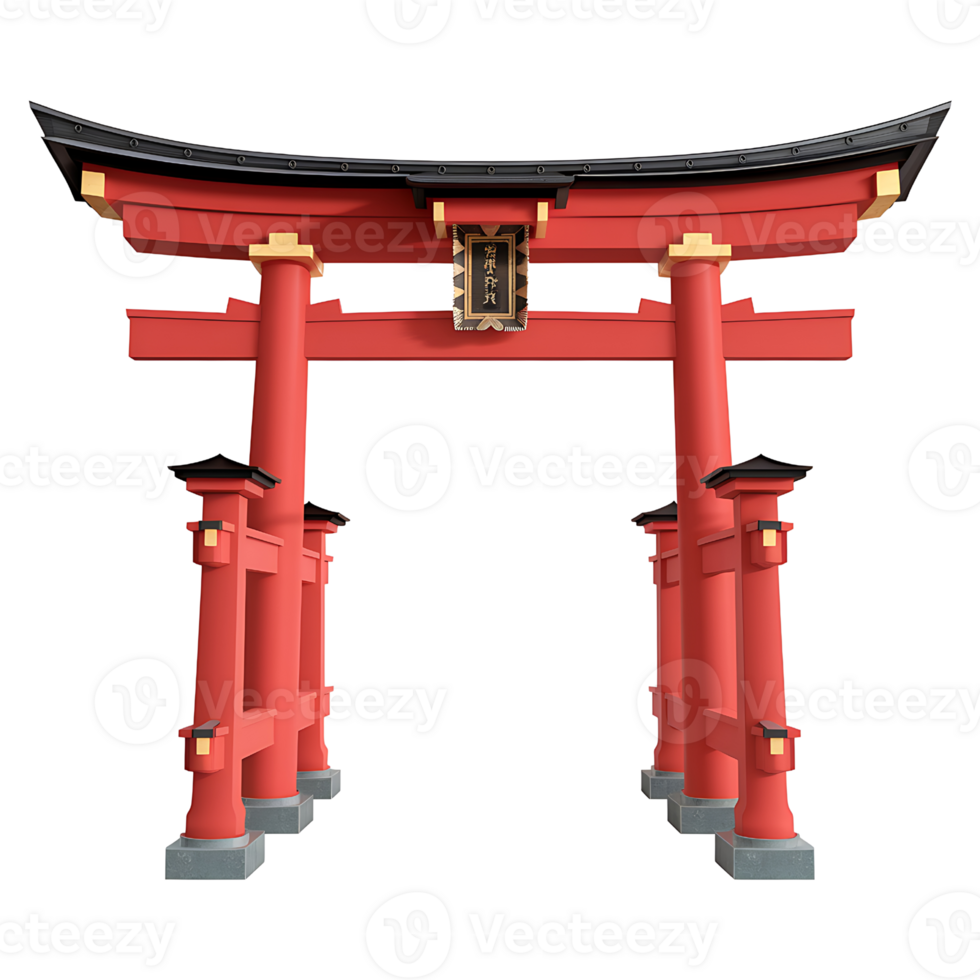 traditional Japanese torii gate on transparent background png