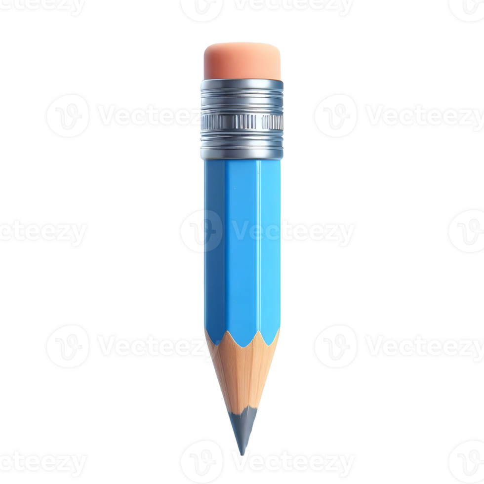 Blue Pencil with Eraser Writing Drawing Art School Supplies png