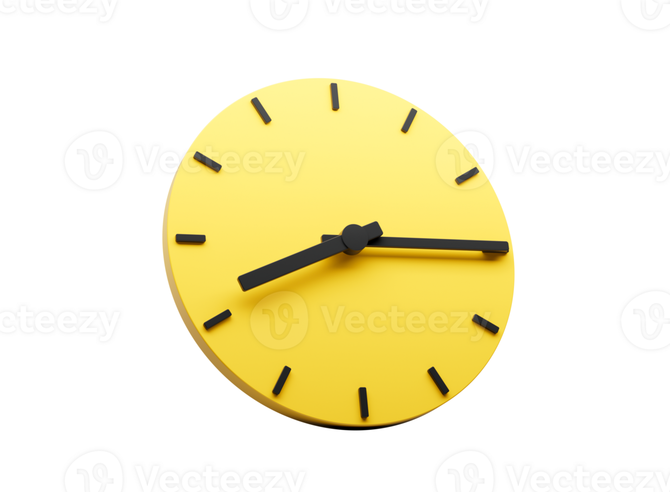 3d Simple Yellow Round Wall Clock Eight Fifteen Quarter Past Eight 3d illustration png