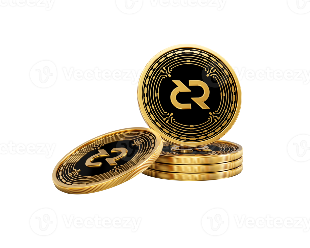 3d Stack Of Golden Cryptocurrency Decred Rounded Coins Stack 3d Illustration png