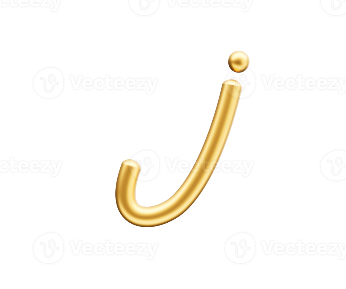 3d Golden Shiny Small Letter j Alphabet j Rounded Inflatable Font 3d Illustration png