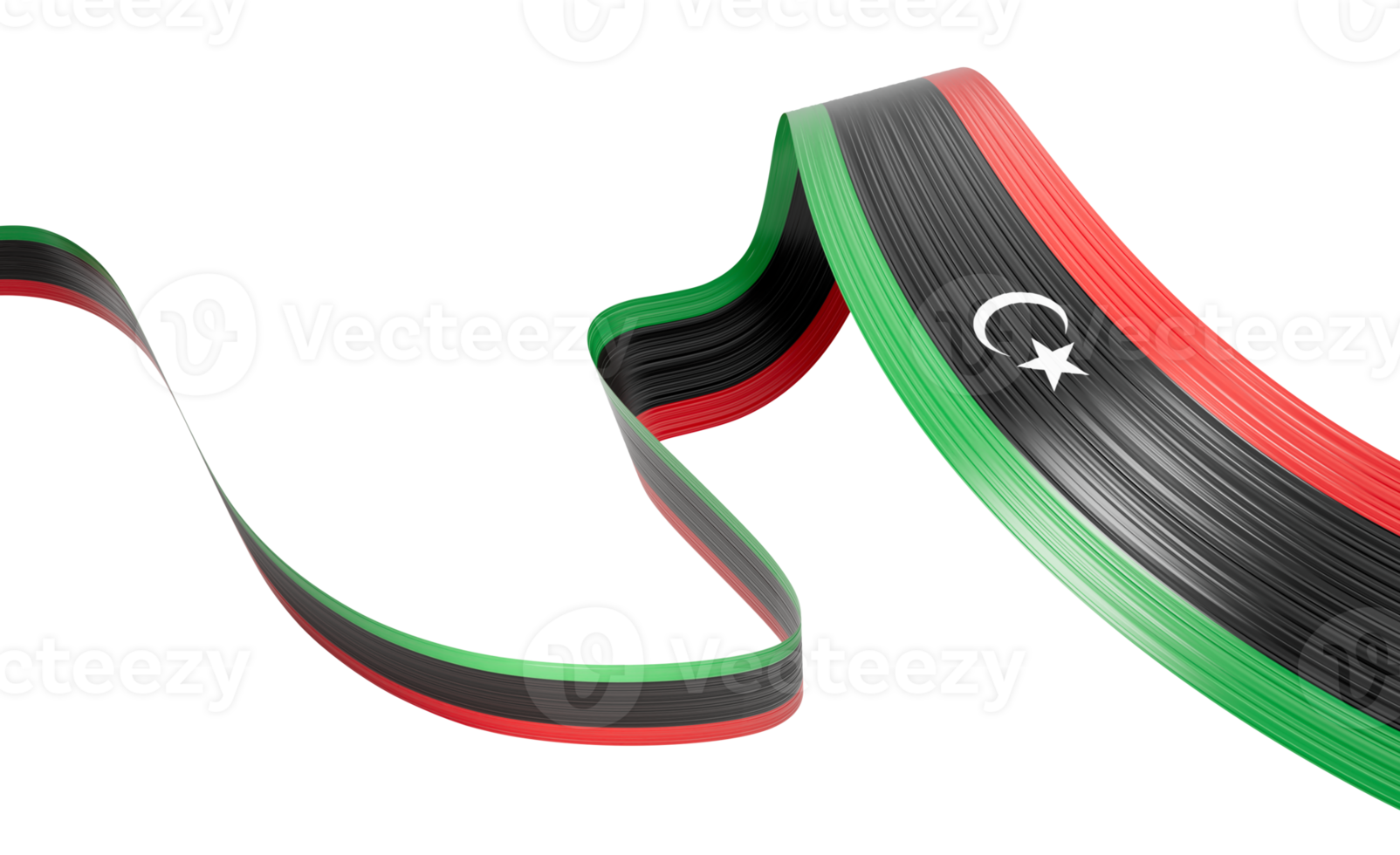 3d Flag Of Libya 3d Wavy Shiny Libya Ribbon Flag 3d Illustration png