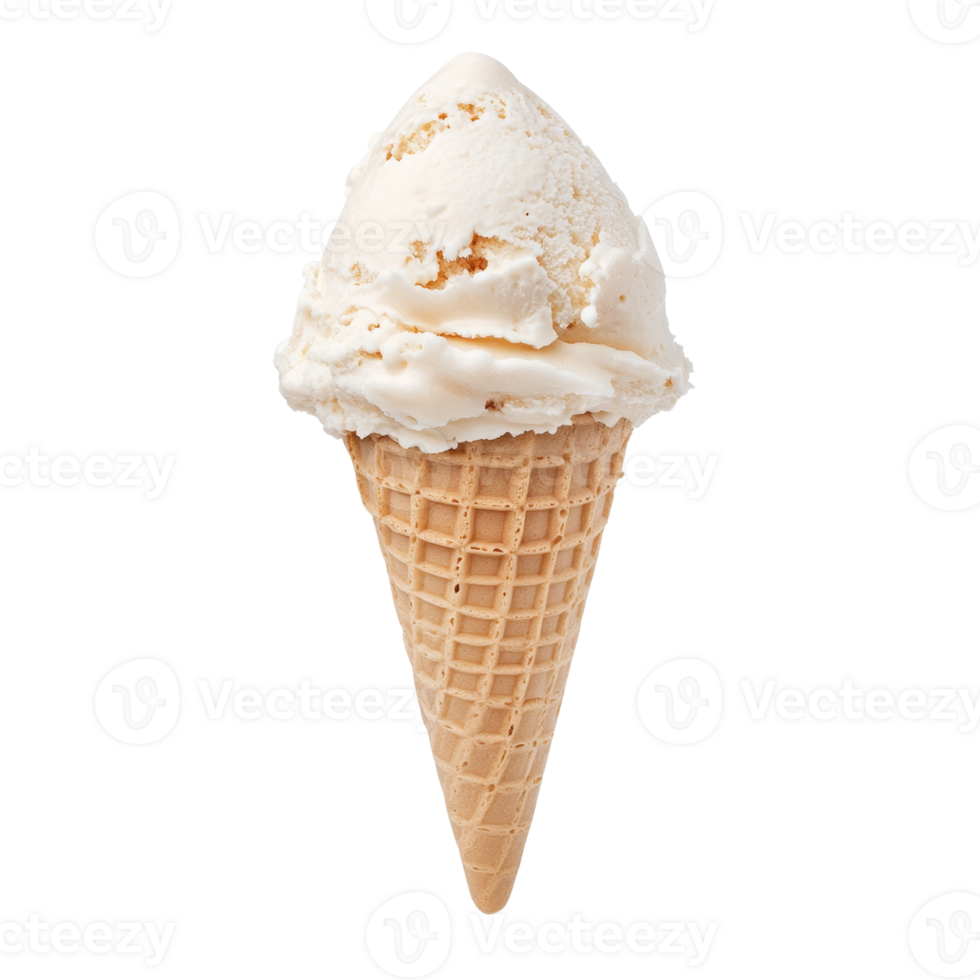 Delicious ice cream cone with creamy vanilla flavor, perfect for hot day. Enjoy this sweet treat that brings joy and refreshment. png