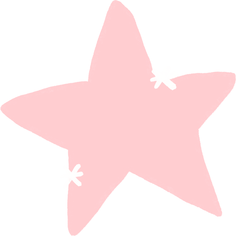 Pastel pink star with white glitter png