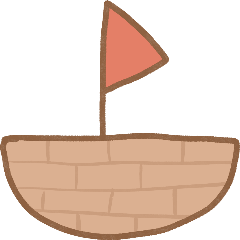 Cartoon ship with red flag png