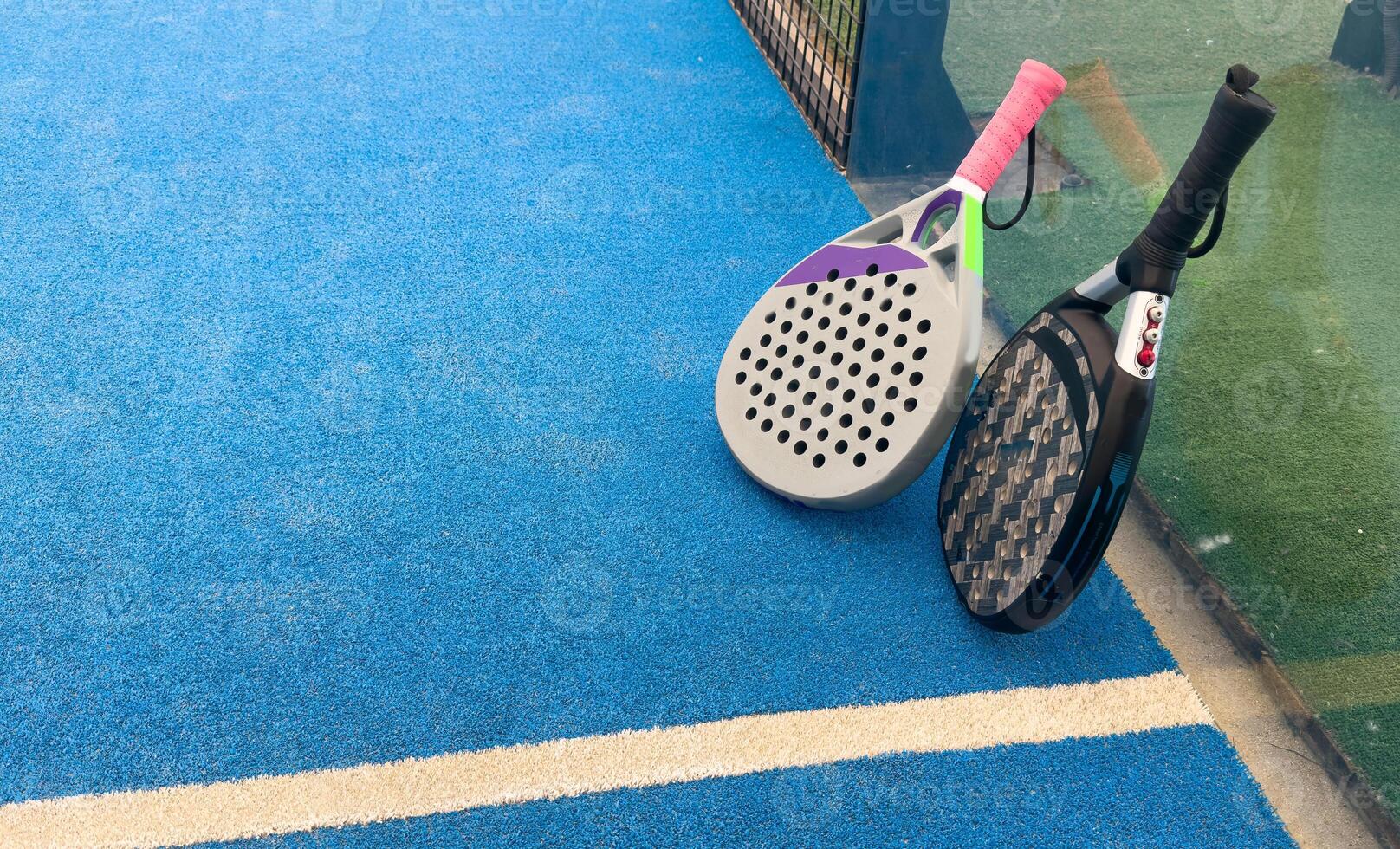 padel tennis racket sport court and balls photo