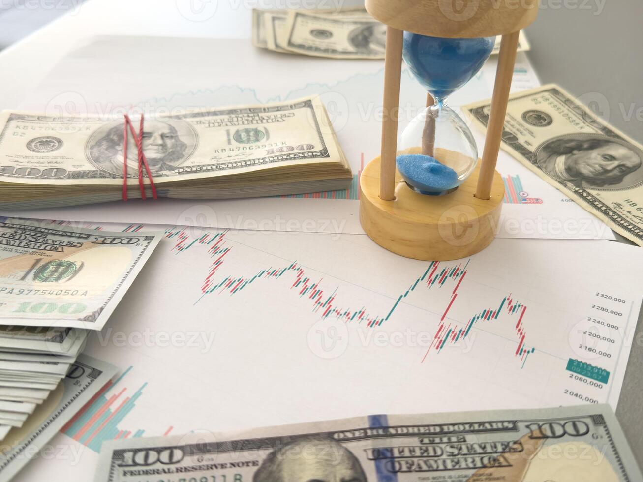 Businessman managing projects and organizing time in critical situations from economic crisis using data analysis report to increase productivity and achieve business goal. Effective time management. photo