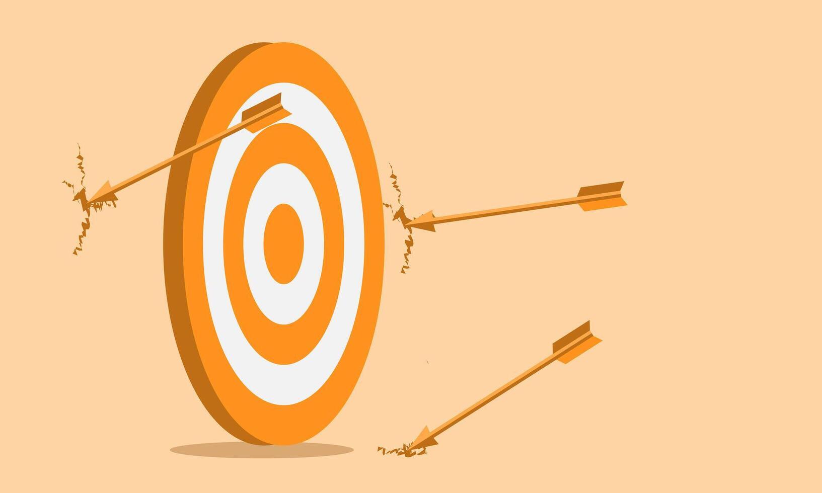 illustration arrows miss the target board, concept of lost in focus, failure, fail, mistake vector