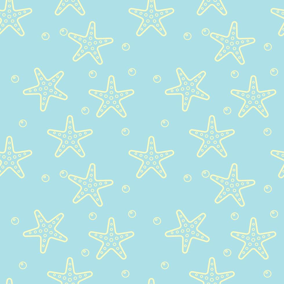 cute starfish seamless pattern soft blue color vector