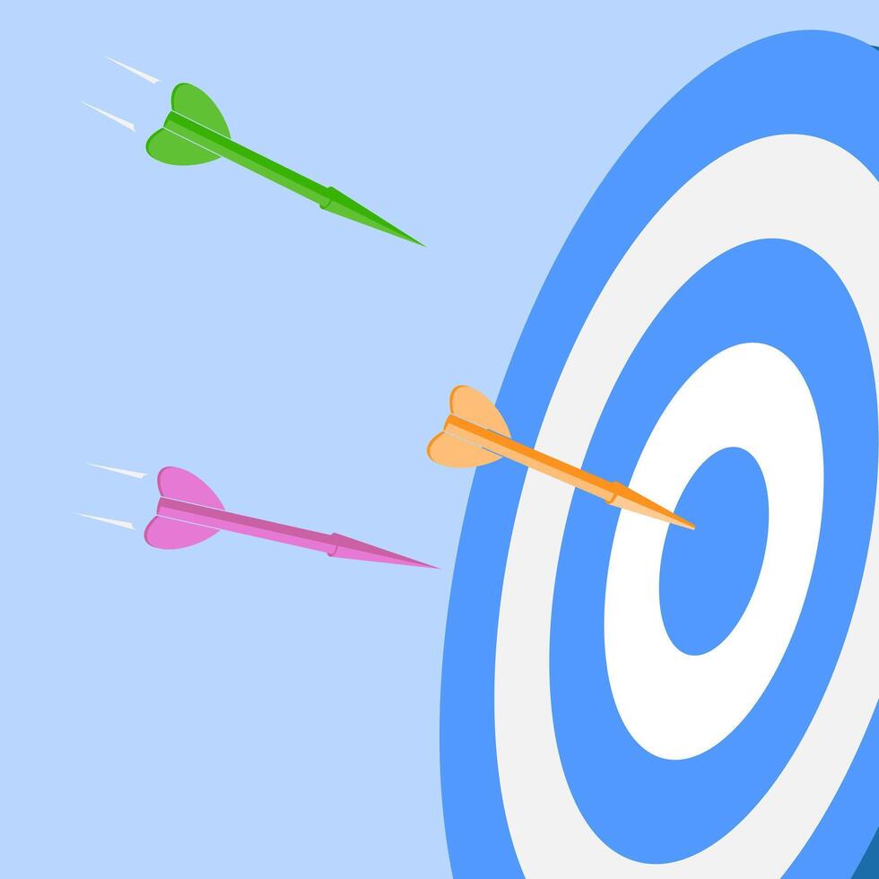 illustration target board and arrow concept about improving focus and accuracy skills for work, business growth, life skills, education vector