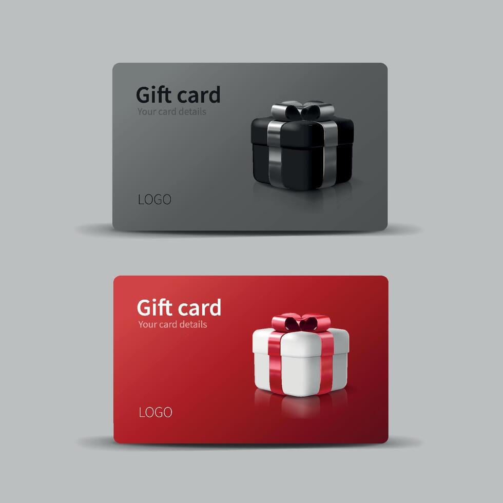 Set of elegant gift cards with a gift box. bonus card for marketing promotion for holidays, birthdays. vector