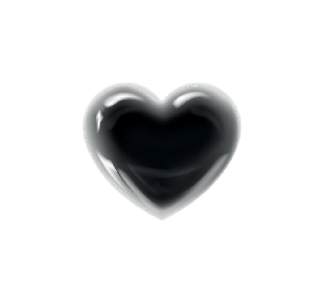 Dark glossy heart shape. Black valentine's heart. Sad love. vector
