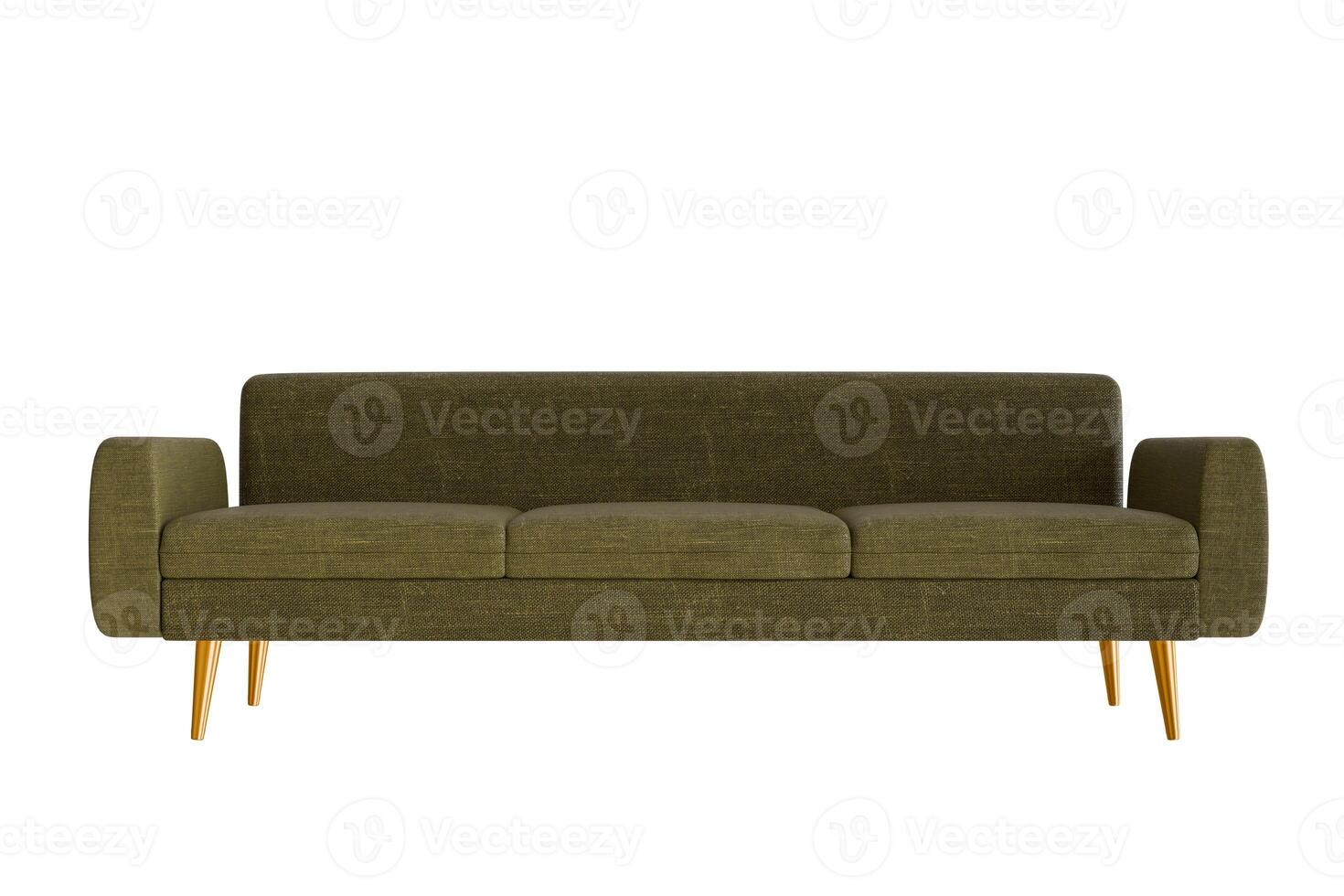 green fabric sofa modern furniture The sofa is separated from the background. 3D illustration renderer-clipping path photo