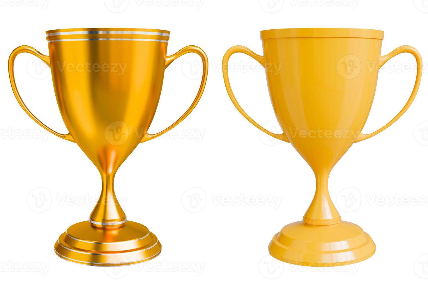 Gold cup for achievement, football championship, sports competition, contest, game winner award shape. Champion's Achievements Tournament victory 3D illustration rendering - clipping path photo