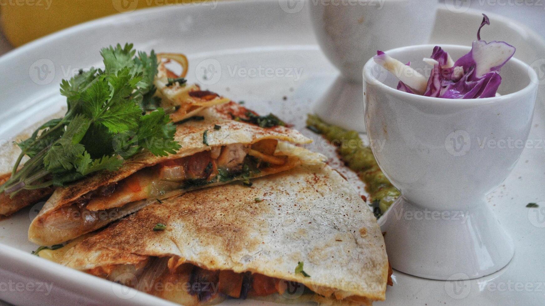 Delicious Crispy Apple Crepes with Apple Sauces and fruit salad photo