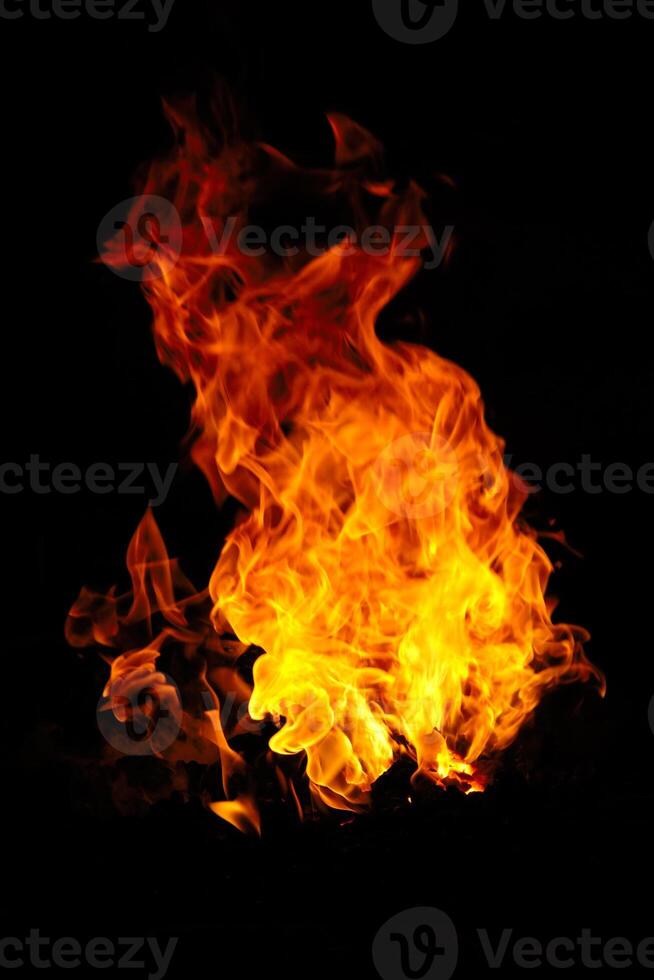 Fire on black background photo