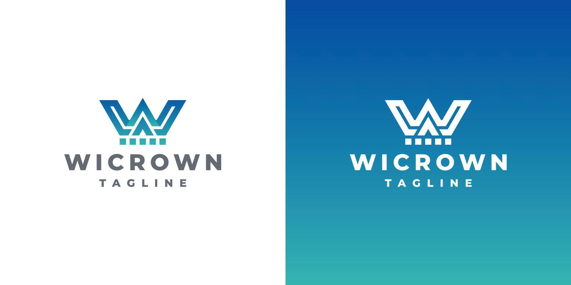 crown w letter logo design with gradient color vector