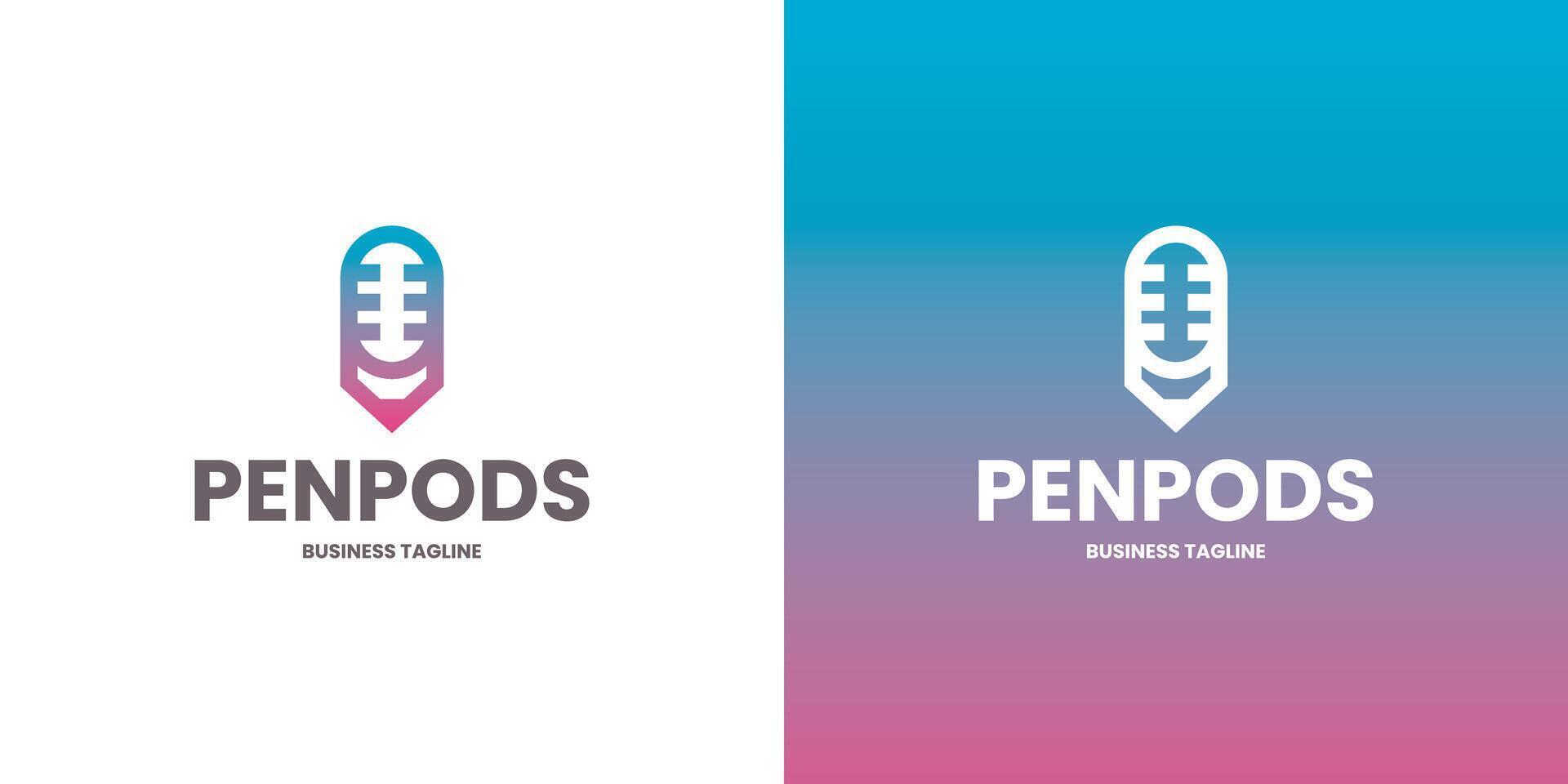 pencil podcast logo design vector