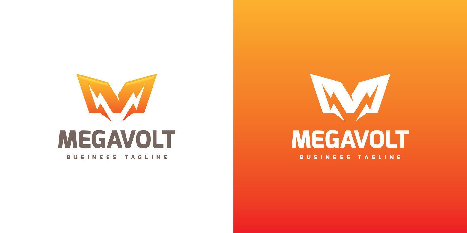 electric flash m letter logo design vector