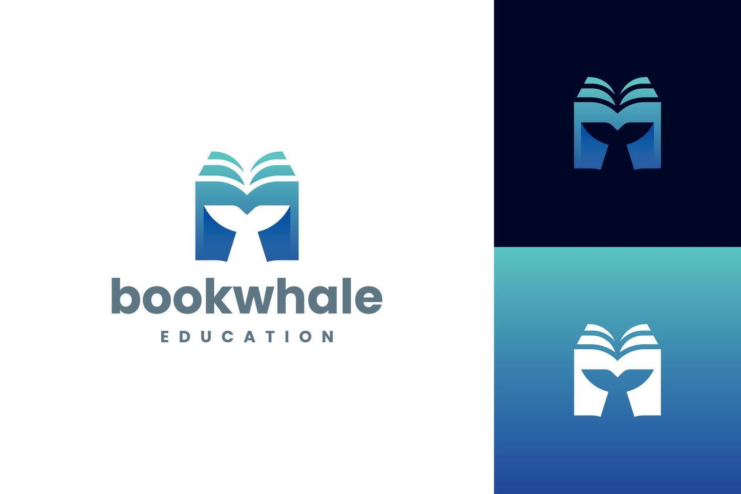 book whale logo design vector