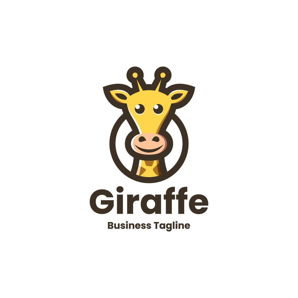 cute giraffe mascot logo design vector